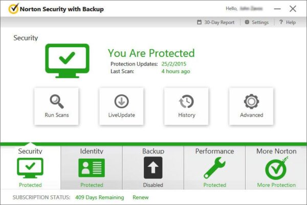 Norton Security interface Antivirusni programi